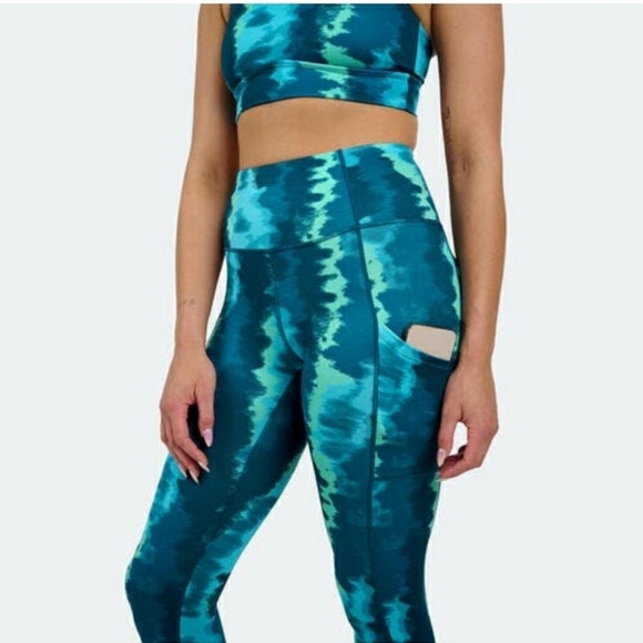 MeUndies MoveMe Side Pocket Legging in Teal Tie Dye, Size L & XL, High Waist,NWT - Picture 9 of 12